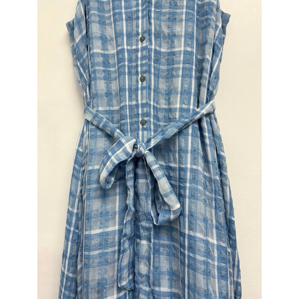 By Anthropologie Plaid Sleeveless Tiered Ruffle Hem Tie Waist Maxi Dress XL - Picture 8 of 15